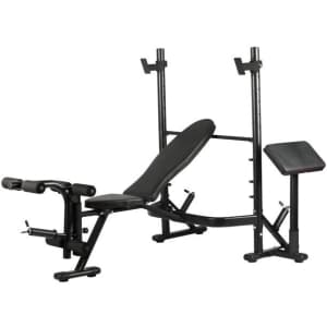 PRCTZ Adjustable Weight Bench w/ Squat Rack for $200