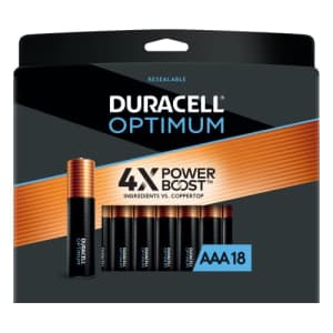 Duracell Optimum AAA Batteries With Power Boost Ingredients, 18 Count Pack Double A Battery with for $18