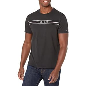 Tommy Hilfiger Men's Short Sleeve Graphic T Shirt, Jet Black, Small for $15