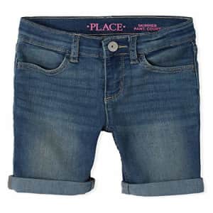 The Children's Place Girls' Slim Denim Skimmer Shorts, Azure Blue WASH, 5S for $12