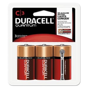 Duracell QUC3RFP Quantum Alkaline Batteries w/Duralock Power Preserve Technology, C, 1.5V, 3/Pk for $12