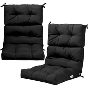 Giantex 2 Pack Tufted Patio Cushion, Outdoor High Back Chair Pads 4.5 Inch Thick, with 4 String for $96