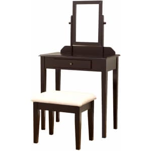 Frenchi Furniture 3-Piece Wood Vanity Set w/ Rectangular Mirror for $82 Frenchi Furniture 3-Piece Wood Vanity Set w/ Rectangular Mirror for $82
