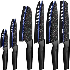 Astercook 6-Count Colorful Geometric Knife Set w/ Blade Guards for $30