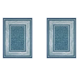 Ottomanson Machine Washable Ottohome Collection Non-Slip Rubberback Bordered Design 2x3 Pack of 2 Indoor Area for $20