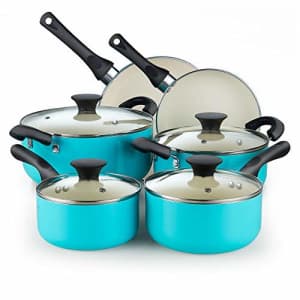 Cook N Home 10 Piece Nonstick Ceramic Coating Cookware Set, Turquoise for $76