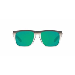 Costa Del Mar Men's Spearo Polarized Square Sunglasses, Matte Fog Grey/Green Mirrored for $224