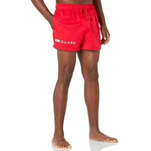 Speedo Men's Standard Guard Swimsuit Trunk Volley, 14" High Risk Red, Medium for $54