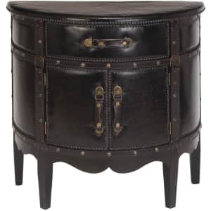 Harper & Willow Faux Leather and Wood Half-Moon Cabinet Table for $210