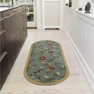Ottomanson Home Collection Modern Area Rug, 2' X 5' Oval, Sage Green Floral for $18