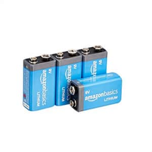 Amazon Basics 9 Volt High-Performance Lithium Batteries, 10-Year Shelf Life, Long Lasting Power, 4 for $26