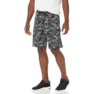 Reebok Men's Standard Identity Graphic Shorts, Black and Grey Camo Print/Small Logo White, Large for $11