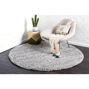 Unique Loom Solid Shag Collection Area Rug (8' Round, Cloud Gray) for $75
