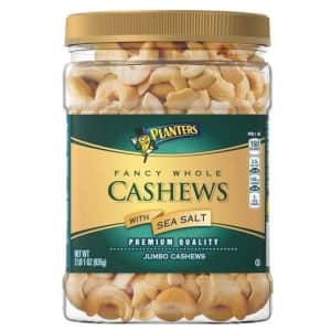 Planters 33-oz. Fancy Whole Cashews With Sea Salt for $17