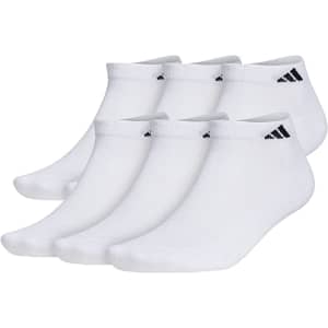 adidas Men's Low Cut Socks 6-Pair Pack for $7