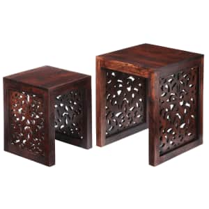 Home Decorators Collection Maharaja Nesting Mango Wood End Table Set for $134 Home Decorators Collection Maharaja Nesting Mango Wood End Table Set for $134
