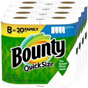 Bounty Quick-Size Paper Towels Family Roll 8-Pack for $16 via Sub & Save Bounty Quick-Size Paper Towels Family Roll 8-Pack for $16 via Sub & Save