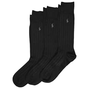 POLO RALPH LAUREN Men's Super Soft Ribbed Dress Crew Socks 3 Pair Pack - Lightweight Comfort, for $18