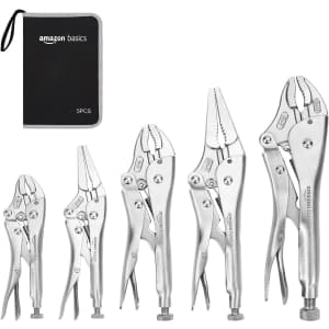 Amazon Basics 5-Piece Locking Pliers & Wire Cutters Set for $23