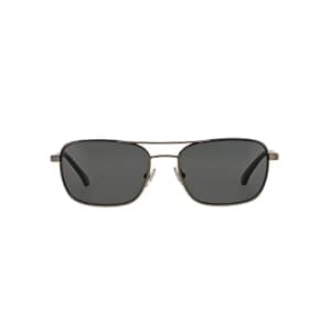 Brooks Brothers Men's BB4016 Rectangular Sunglasses, Gunmetal/Solid Grey, 56 mm for $64