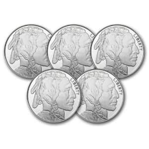 1-oz. Silver Buffalo Coin 5-Pack for $134