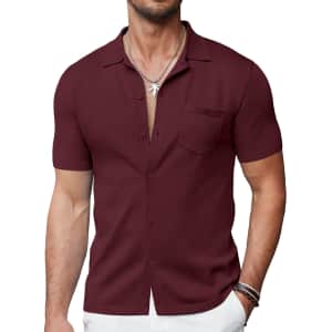 Coofandy Men's Knit Short Sleeve Polo Shirt for $12 Coofandy Men's Knit Short Sleeve Polo Shirt for $12