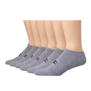 Champion Men's Double Dry Moisture Wicking No Show Socks 6, 8 Packs Availabe, Grey-6 Pack, 6-12 for $13