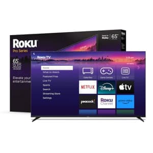 Roku Smart TV 65-Inch Pro Series 4K QLED RokuTV with Backlit Voice Remote Pro, Dolby Vision IQ, for $898