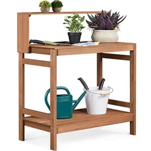 Yaheetech Wooden Potting Bench Table - Outdoor Garden Horticulture Workstation with Spacious for $58