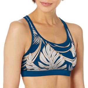 Body Glove Women's Equalizer Medium Support Activewear Sport Bra, Lush Prussian Floral, Small for $14