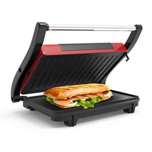 Panini Press Indoor Grill and Gourmet Sandwich Maker With Nonstick Plates (Red) by Chef Buddy for $26