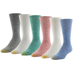 Gold Toe Men's Harrington Crew Socks, Multipairs, Spectrum Blue Assorted (6-Pairs), Large for $17