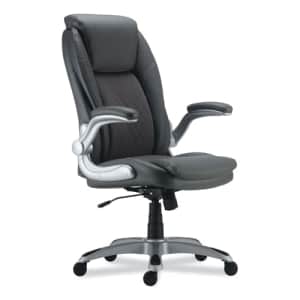 Alera ALELT4219 Leithen Bonded Leather Midback Chair Supports Up to 275 lbs. - Gray/Silver for $125
