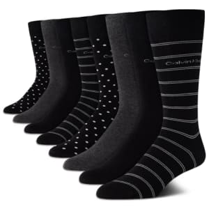 Calvin Klein Men's Dress Socks - Lightweight Cotton Blend Crew Socks (8 Pack), Size 7-12, Black for $20