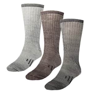 DG Hill 3 Pairs Thermal 80% Merino Wool Socks Thermal Hiking Crew Black/Brown/Grey Medium Men's for $71