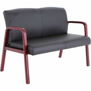 Lorell Wood & Leather Love Seat Chair, 33.1" x 45.5" x 26.1", Black Mahogany for $225