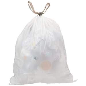 AmazonCommercial 17-Gallon Custom Fit Drawstring Trash Bag 62-Pack for $25