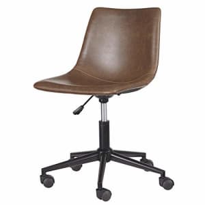 Signature Design by Ashley Faux Leather Adjustable Swivel Bucket Seat Home Office Desk Chair, Brown for $96