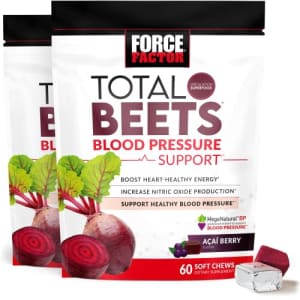 Force Factor Total Beets Blood Pressure Support Supplement, Beets Supplements with Beets Powder, for $28
