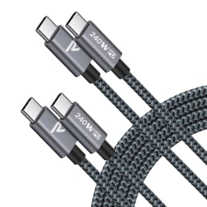240W 6.6-Foot USB-C Cable 2-Pack for $8