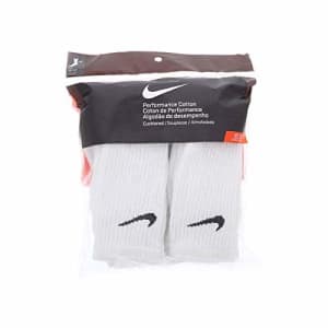 NIKE Unisex Performance Cushion Crew Socks with Bag (6 Pairs), White/Black, Medium for $37