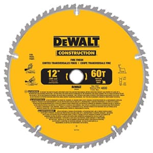 DEWALT 12-Inch Miter Saw Blade, Fine Finish, 60-Tooth (DW3126) for $66