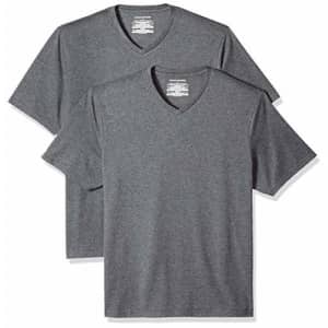 Amazon Essentials Men's 2-Pack Loose-Fit Short-Sleeve V-Neck T-Shirt, Charcoal Heather, X-Small for $8
