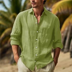 Bettermrcloth Men's Button Up Linen Shirt for $14