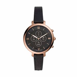 Fossil Women's Monroe Stainless Steel and Leather Hybrid HR Smartwatch, Color: Black (Model: for $286