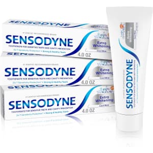 Sensodyne 4-oz. Extra Whitening Sensitive Toothpaste 3-Pack for $18 via Sub & Save Sensodyne 4-oz. Extra Whitening Sensitive Toothpaste 3-Pack for $18 via Sub & Save