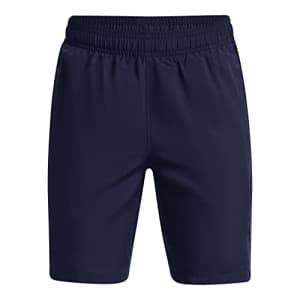 Under Armour Boys' Woven Graphic Shorts, Midnight Navy (410)/Beta, Youth Small for $18