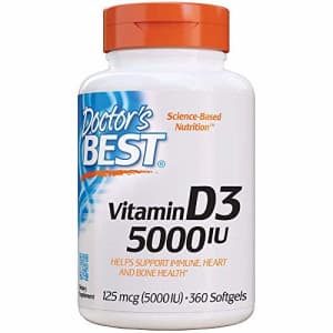 Doctor's Best Vitamin D3 5,000 IU for Healthy Bones, Teeth, Heart and Immune Support, Non-GMO, for $20 Doctor's Best Vitamin D3 5,000 IU for Healthy Bones, Teeth, Heart and Immune Support, Non-GMO, for $20
