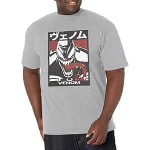 Marvel Big & Tall Classic Venom Kanji Block Men's Tops Short Sleeve Tee Shirt, Athletic Heather, for $21