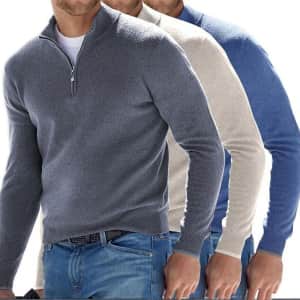 Men's Zipper Pullover Sweater for $9